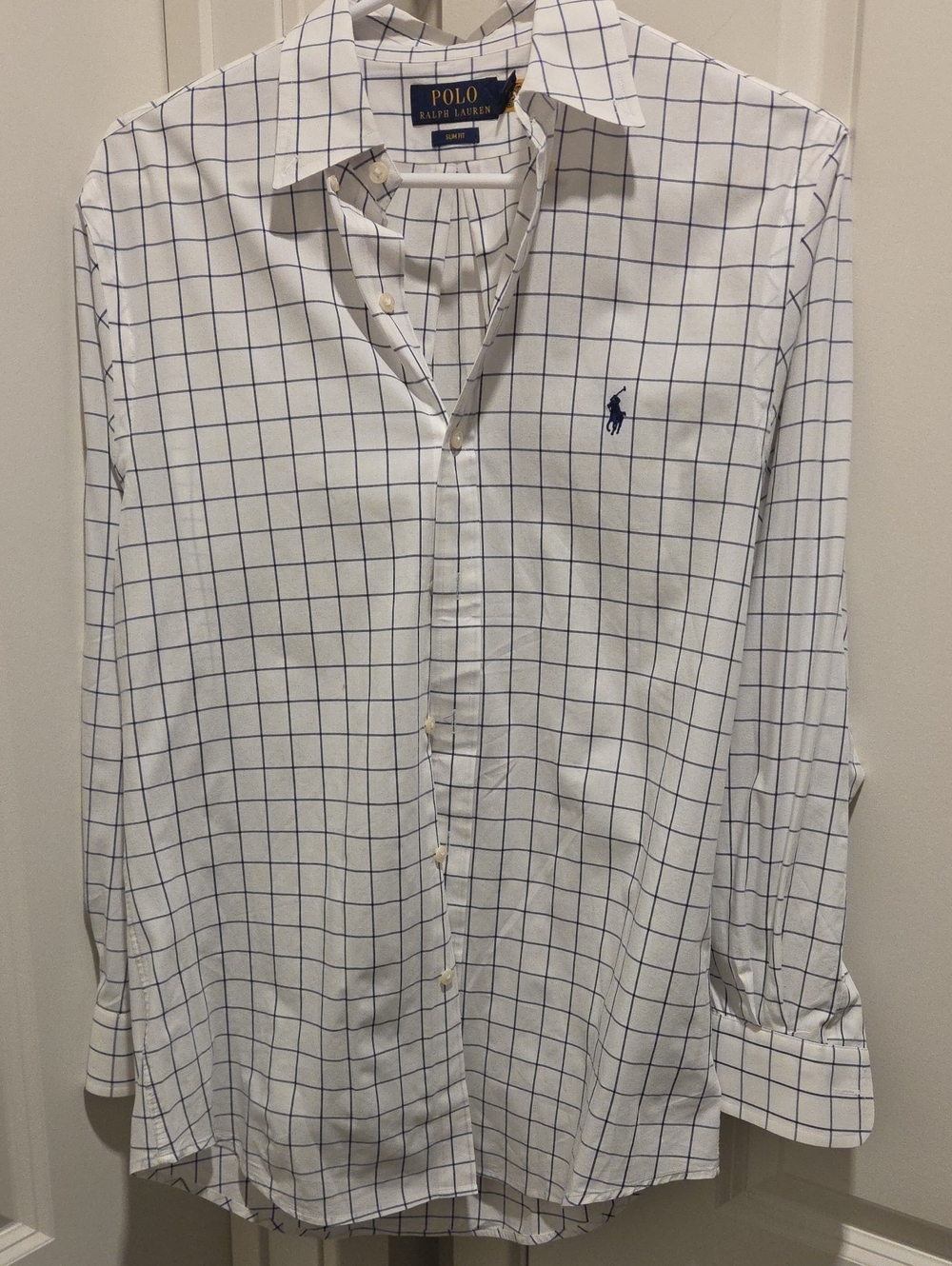 Polo by Ralph Lauren White & Navy Windowpane Dress Shirt
